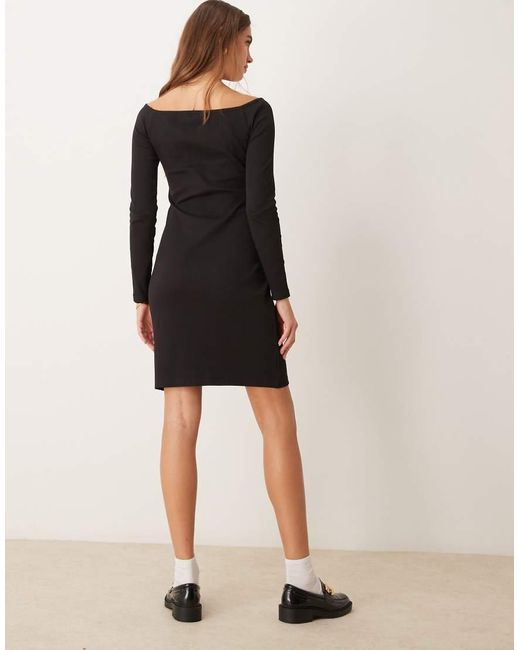 Calvin Klein Off Shoulder Mini Dress in Black Lyst UK