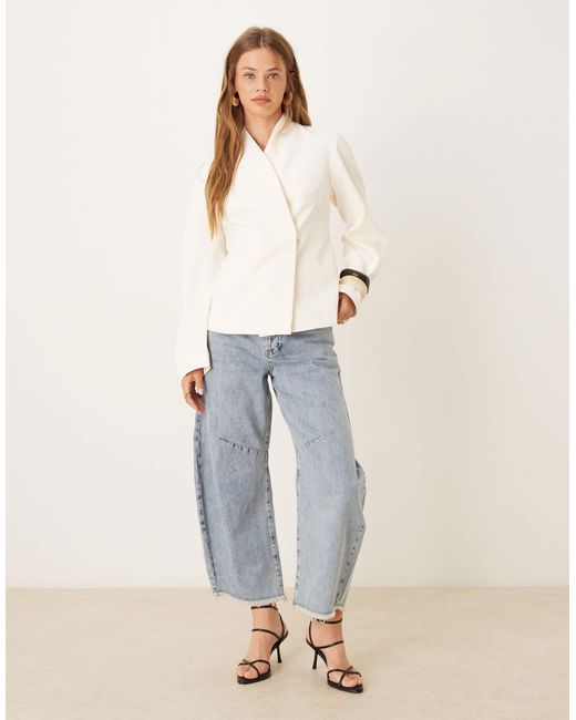 ASOS White Tailored Collarless Cocoon Sleeve Blazer