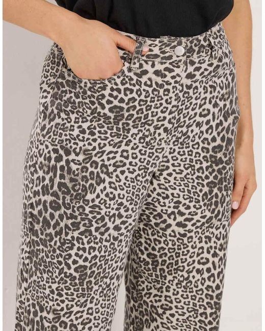 Long Tall Sally Natural Leopard Print Wide Leg Jeans