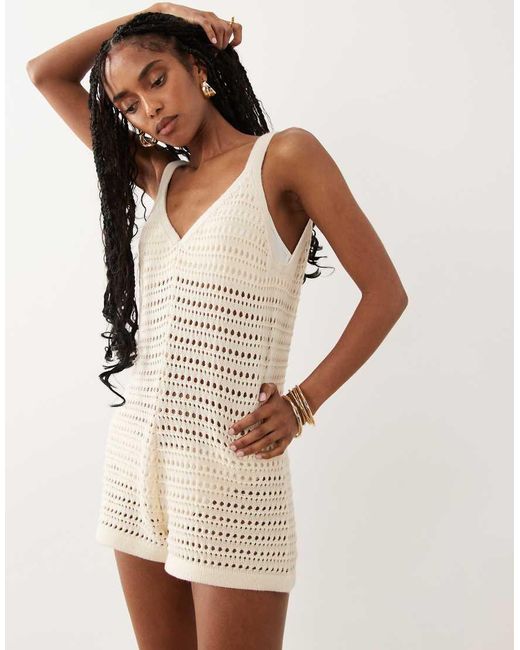 Miss Selfridge Natural Crochet Knit Romper
