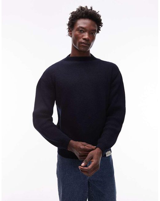 Jersey De Corte Suelto Con Cuello Alto De Punto De Canalé Wwr De Cat CAT WWR de hombre de color Blue