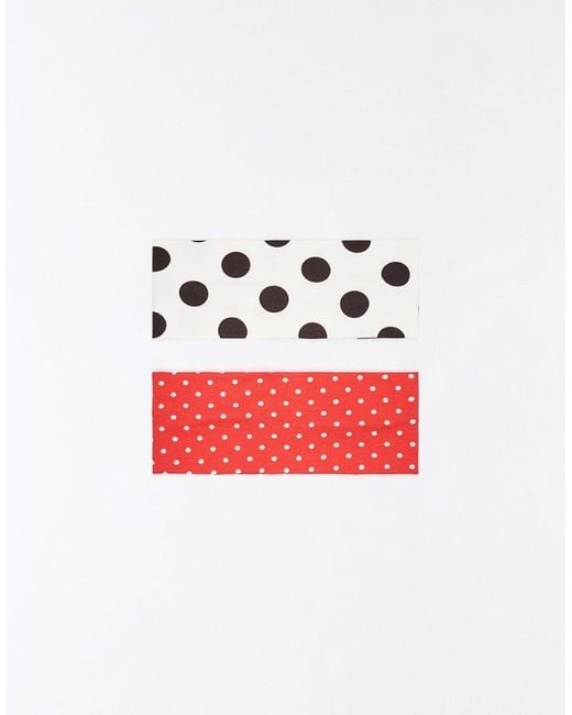 Bershka Red Pack Of Polka Dot Hair Ribbons