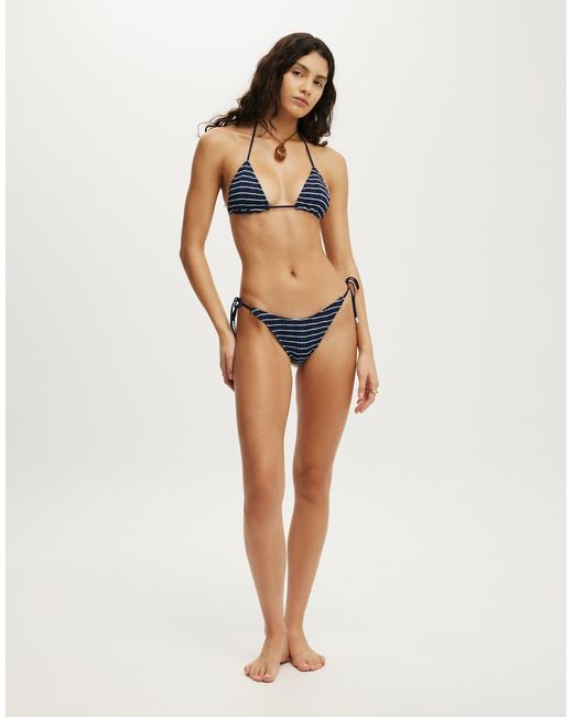 Cotton On Brown Sunspun Micro Knit Tie Side Thong Bikini Bottom