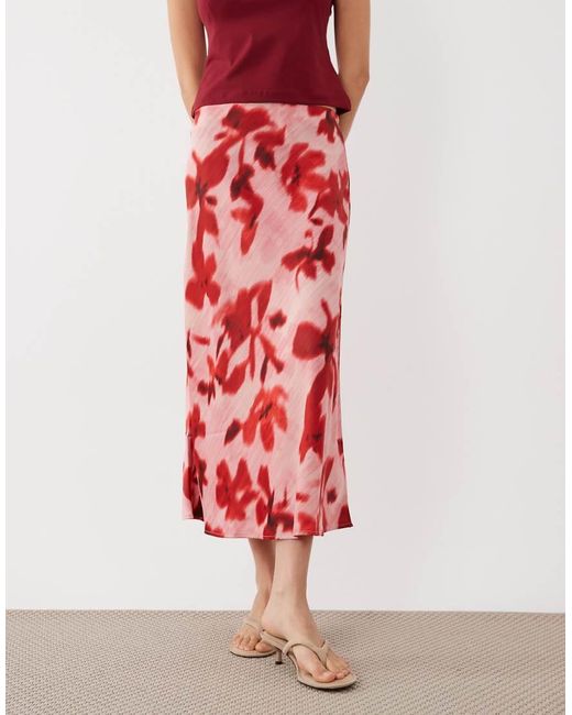 Y.A.S Red Satin Midi Skirt