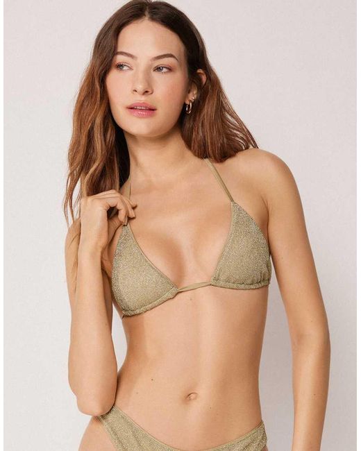 Calzedonia Natural Triangle Bikini Top Metallic Glow