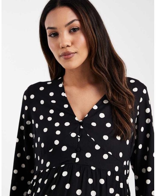 Mama.licious Black Mamalicious Maternity Button Front Nursing Friendly Mini Dress