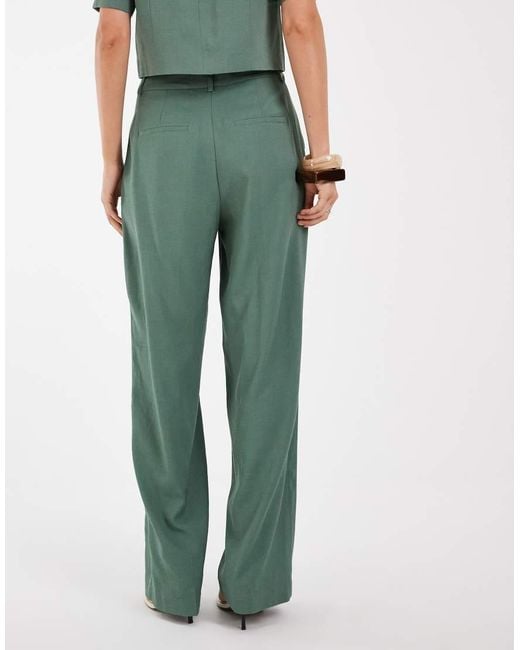 Vero Moda Green Wide Leg Pleat Front Tailored Trouser Co-ord