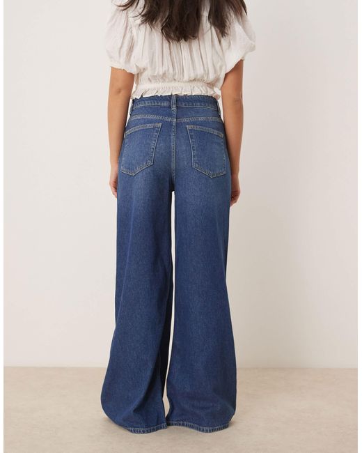ASOS Soft Wide Leg Jean With Rips in Blue | Lyst