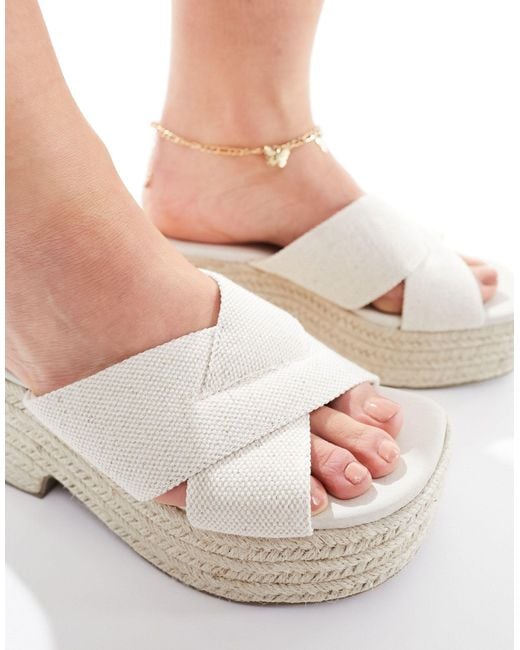 ASOS White Wide Fit Toy Cross Strap Wedges