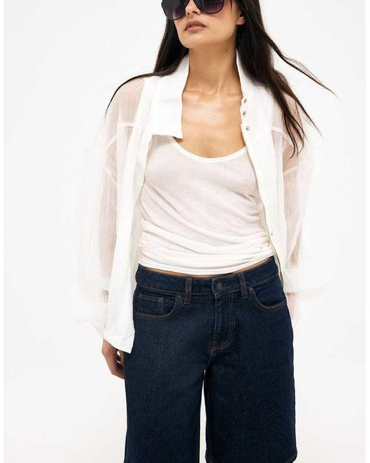 NA-KD Black Mid Waist Loose Denim Shorts