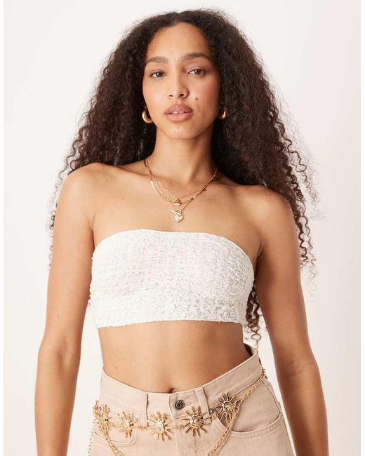Free People Brown Bea Textured Bandeau Top