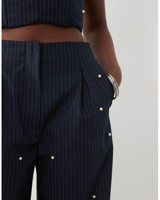 ASOS Blue Co-Ord Barrel Trouser With Pearls
