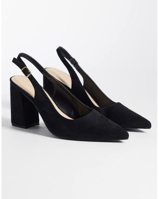 SEQWL Black Hogan Sling Back Block Heeled Sandals