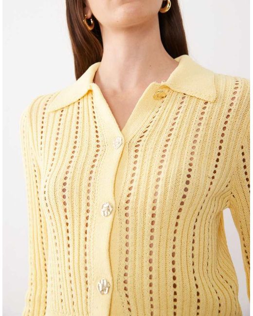 ASOS Natural Knitted Cardigan With Gold Buttons