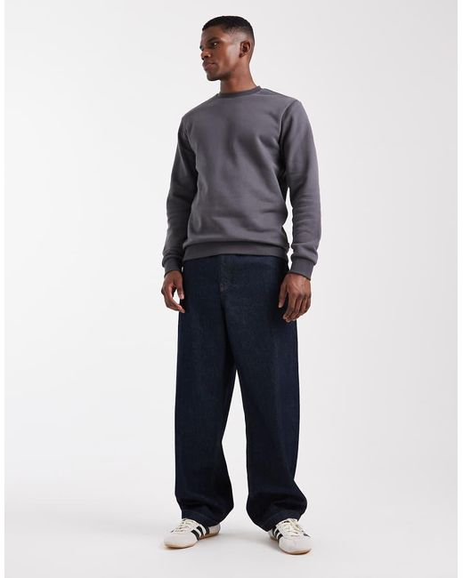 Sudadera Gris Oscuro Con Cuello Redondo De Only & Sons de hombre de color Blue