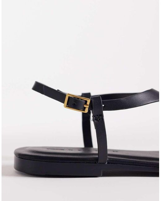 ASOS Black Flint Toe Thong Sandal With Abstract Hardware