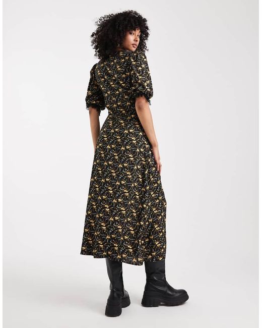 Miss Selfridge Multicolor Lace Trim Button-through Maxi Dress