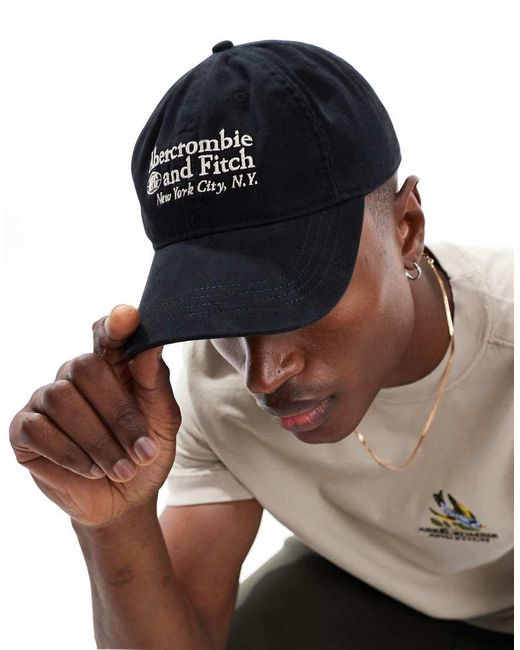 Abercrombie & Fitch Black Small Scale Logo Baseball Cap for men