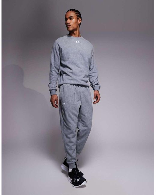 Under Armour Gray Rival Fleece Crewneck Sweatshirt for men