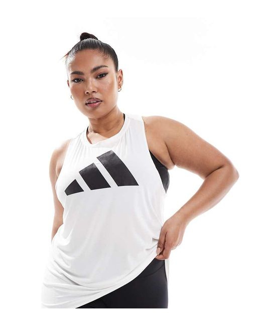 Adidas Originals White Adidas Training Plus 3-Bar Logo Tank Top