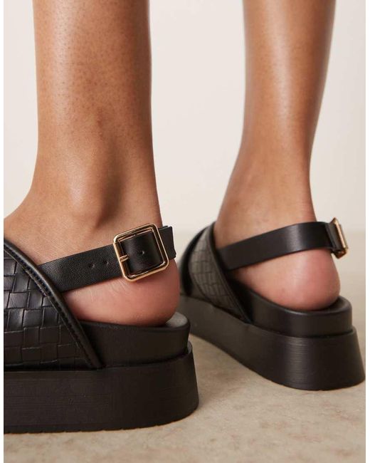 ASOS Natural Flame Woven Cross Strap Footbed Sandals