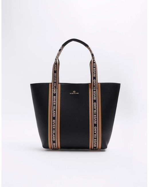 River Island Ri Monogram Shopper Bag in Black Lyst UK