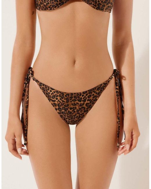 Calzedonia Brown Tie Side Bikini Bottoms