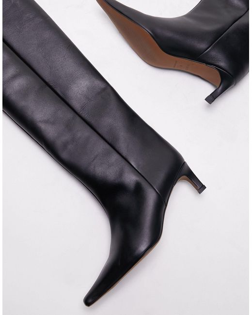 TOPSHOP Black – tara – kniehohe stiefel aus hochwertigem leder