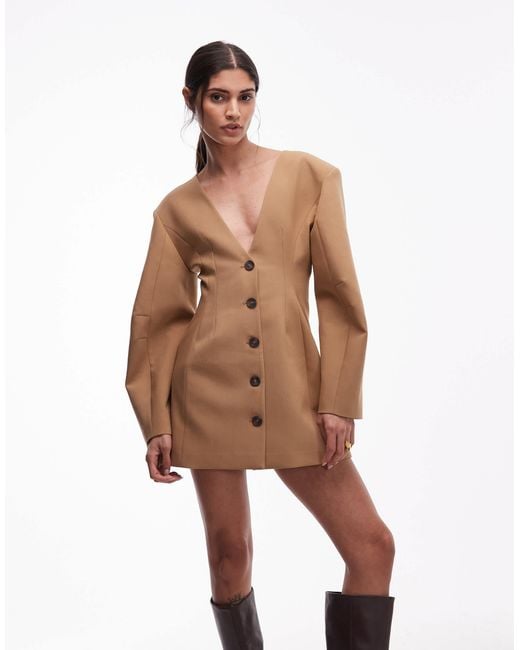 ASOS Brown Moulded Hip Tailored Mini Dress