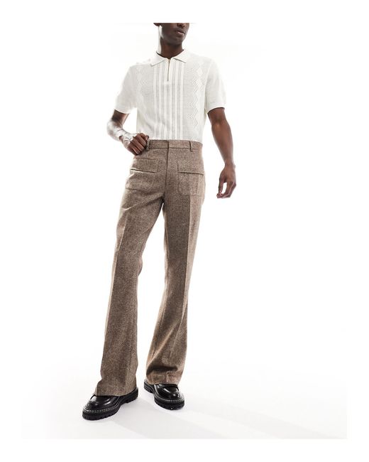 ASOS White Smart Flared Wool Mix Trousers for men