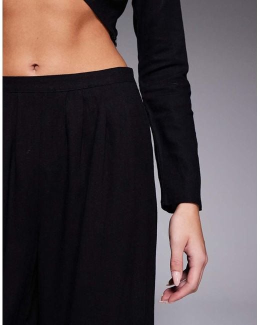 Kaiia Black Exclusive Cotton Rich Tailored High Waisted Wide Leg Trousers Co-Ord