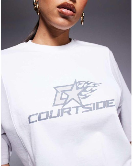 Courtside Gray Motif Detail Raglan Top