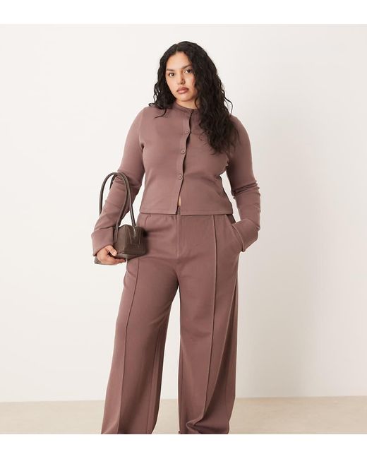ASOS Brown Asos Design Curve Interlock Cuffed Hem Sweatpants