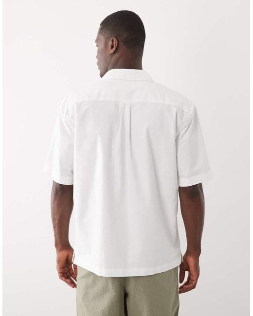 SELECTED White 100% Cotton Short Sleeve Shirt for men