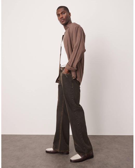 ASOS Natural Wide Flare Jeans for men