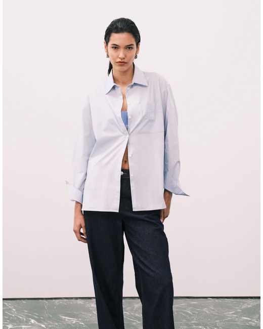 Calvin Klein Purple – relaxed-fit-t-shirt aus popeline