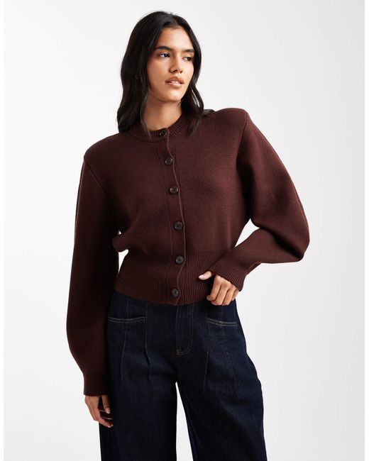 ASOS Purple Shoulder Pad Structured Cardigan