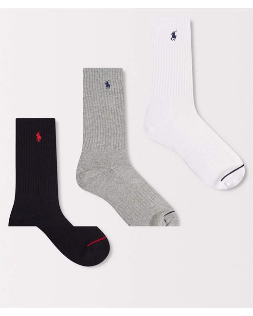 Polo Ralph Lauren White 3 Pack Sport Socks for men