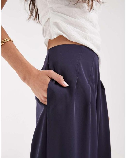 ASOS Blue Tall Tailored Pleated Waist Wide Leg Pants