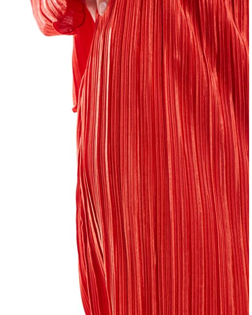 Minifalda rojo radiante plisado Pieces de color Red