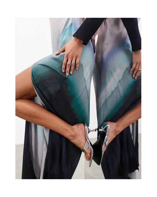 ASOS Multicolor Long Sleeve Bias Cut Maxi Dress