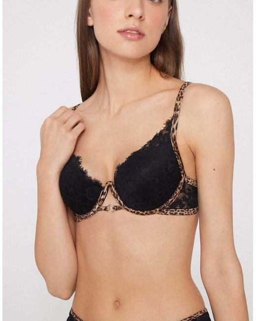 Tezenis Black Venice Jungle Glow Padded Push-Up Bra