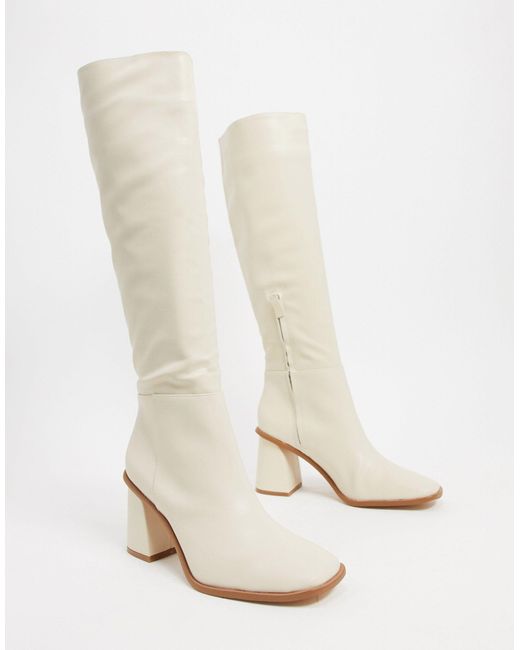Pull&Bear Natural Pull On Knee Boots