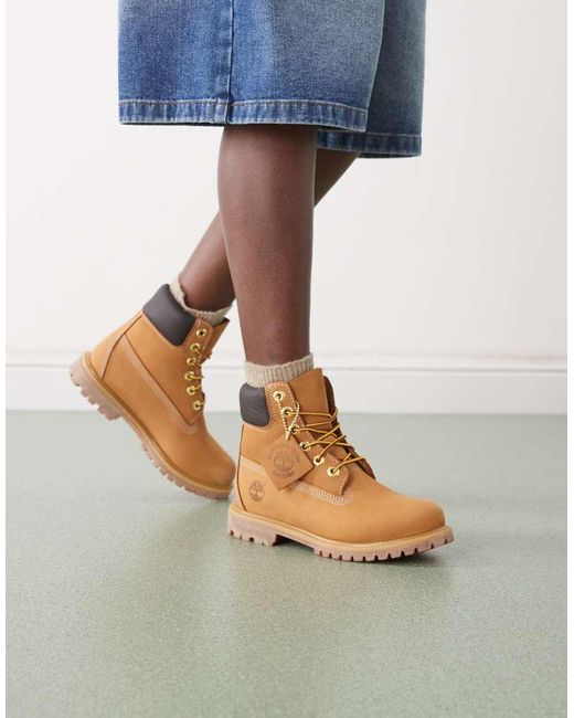 Botas De 6" De Cuero Nobuk Premium De -Beis Neutro Timberland de color Blue