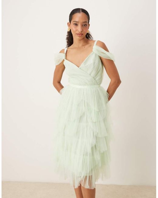 True Decadence Natural Pleated Petal Midi Dress