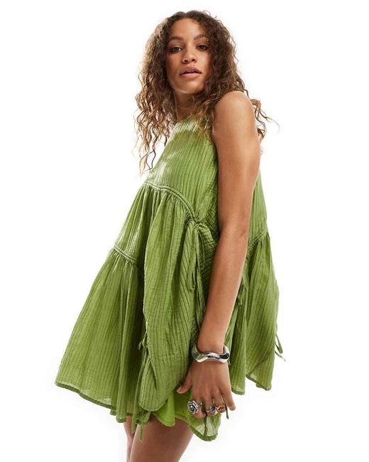 Ghospell Drawstring Mini Dress in Green | Lyst UK
