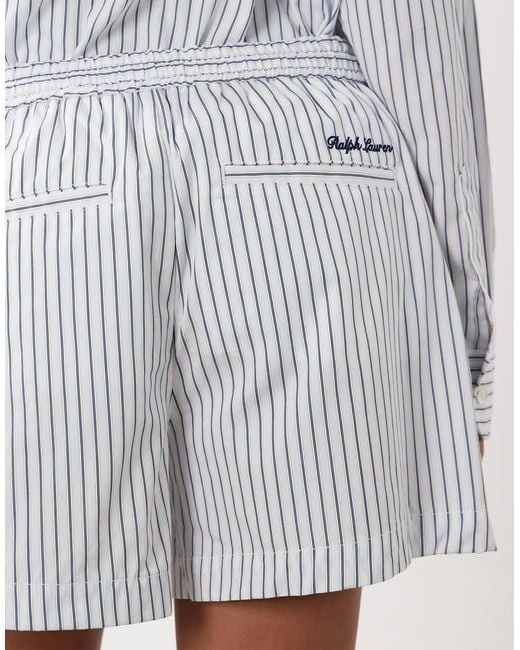 Polo Ralph Lauren Gray Wimbledon Capsule Striped Co-Ord Pleated Shorts With Crest Embroidery