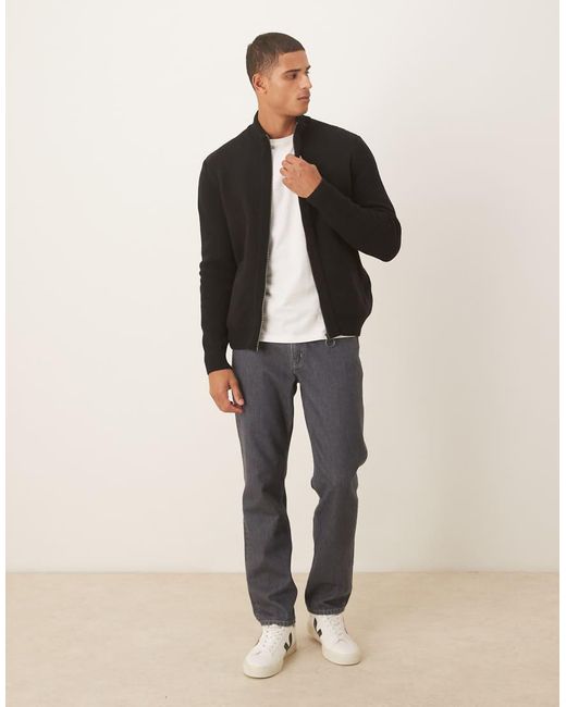 Barbour Black Milburn Zip Through Knitted Jumper for men