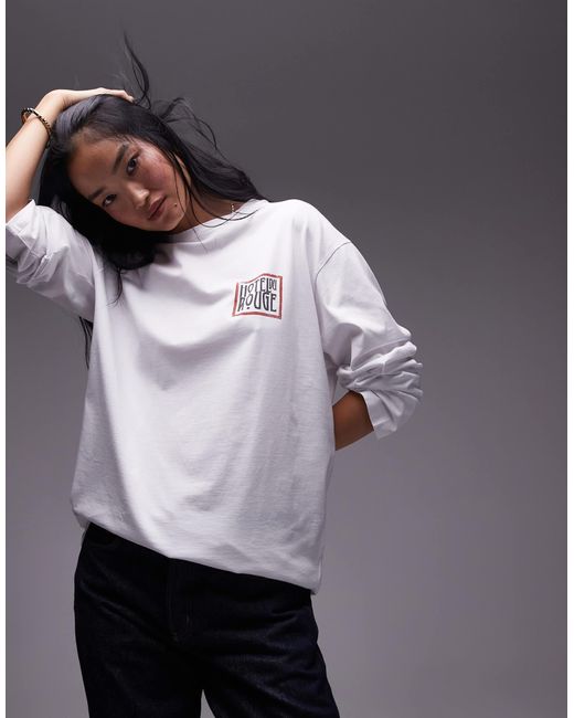 TOPSHOP Purple Graphic Hotel Rouge Long Sleeve Skater Tee