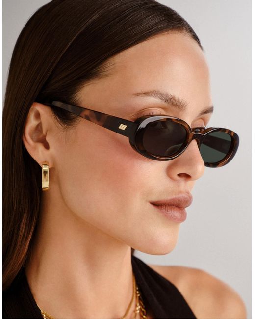 Le Specs Black – outta love – ovale sonnenbrille aus schildpatt mit grünen gläsern